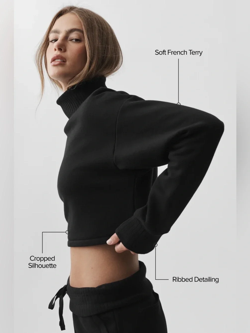 ALO Yoga Cropped Serenity Coverup in Black